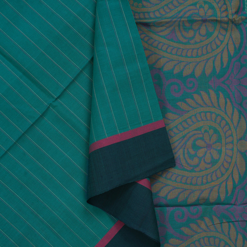 Hayagrivas Teal Handloom Kanchi Cotton Saree SSCBF103F11-1