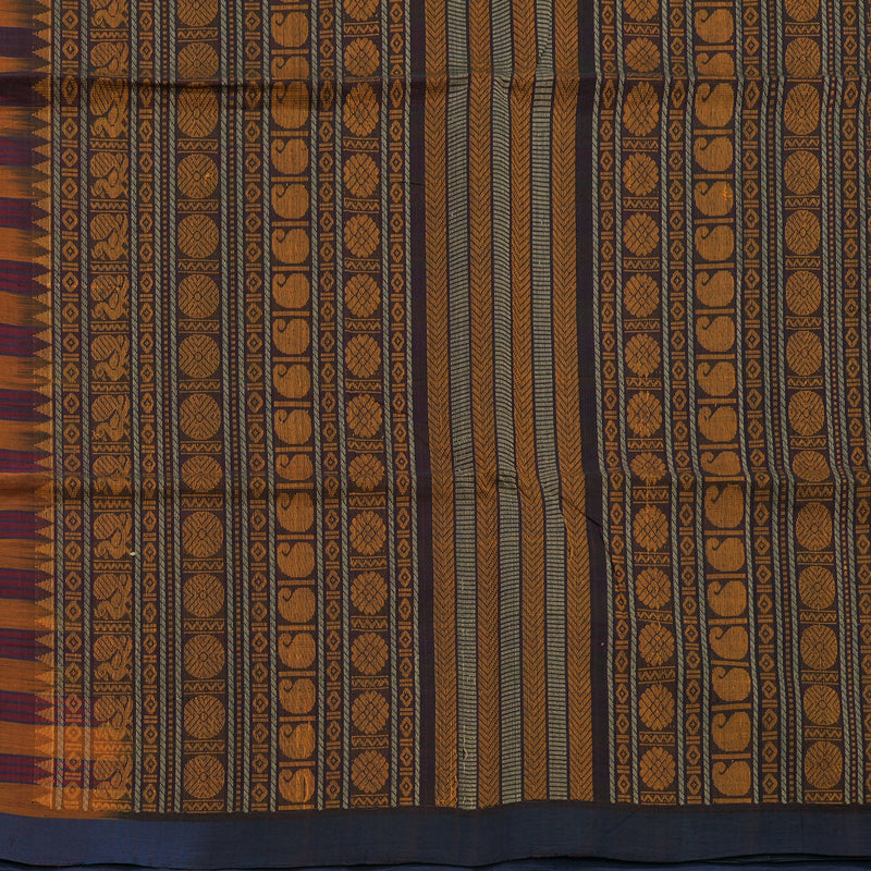 Hayagrivas Multicolour Stripes Handloom Kanchi Cotton Saree SSCBF104F14-1