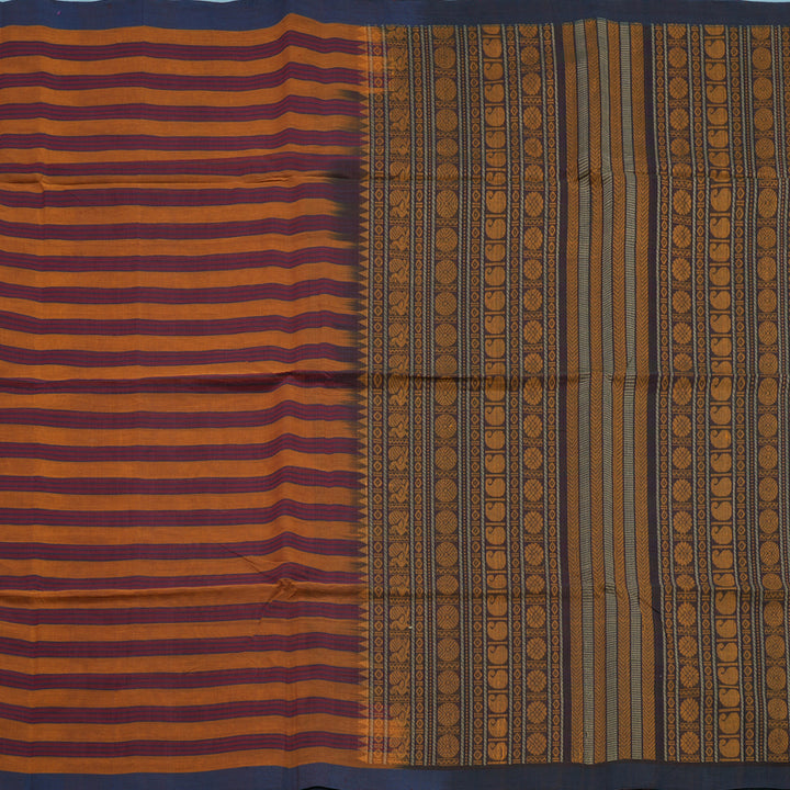 Hayagrivas Multicolour Stripes Handloom Kanchi Cotton Saree SSCBF104F14-1