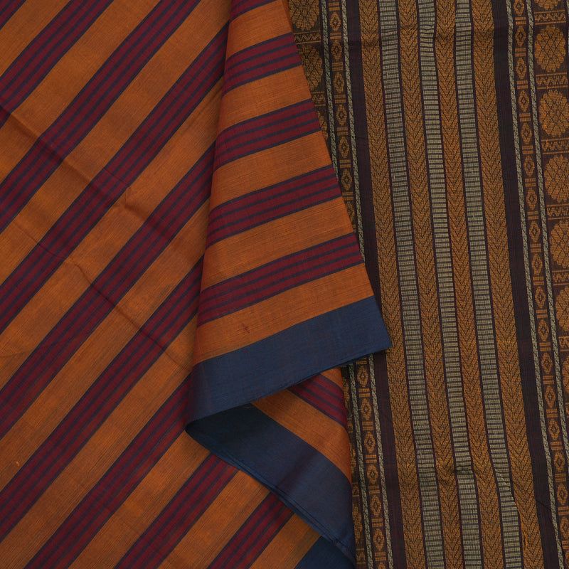Hayagrivas Multicolour Stripes Handloom Kanchi Cotton Saree SSCBF104F14-1