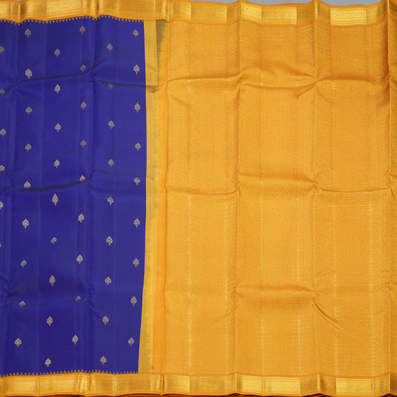 Hayagrivas Handloom MS Blue Kanjivaram Silk Saree with Tumeric Yellow Border SSCBF105G11-13
