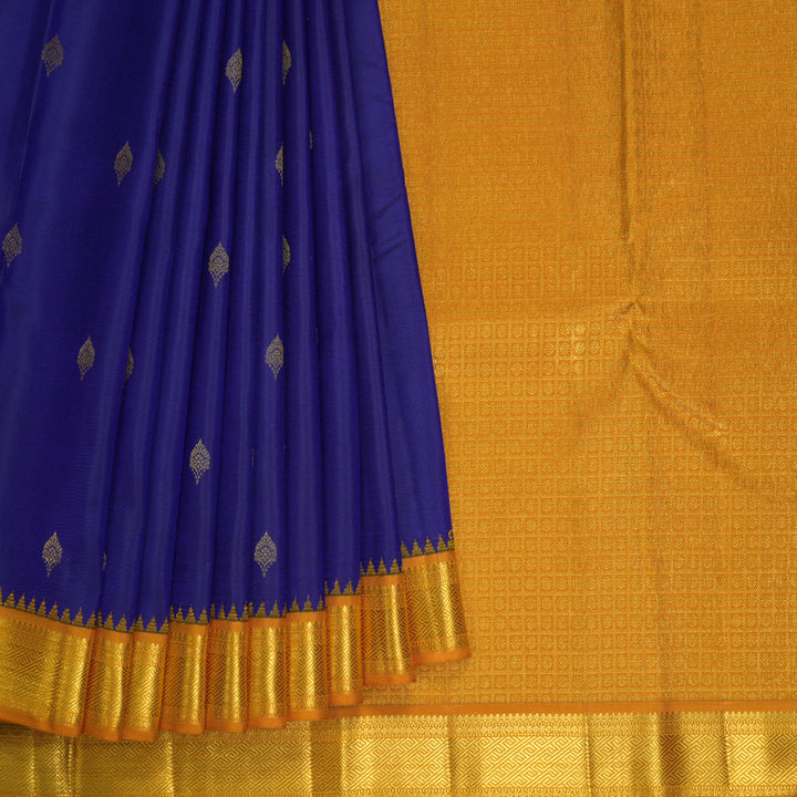 Hayagrivas Handloom MS Blue Kanjivaram Silk Saree with Tumeric Yellow Border SSCBF105G11-13