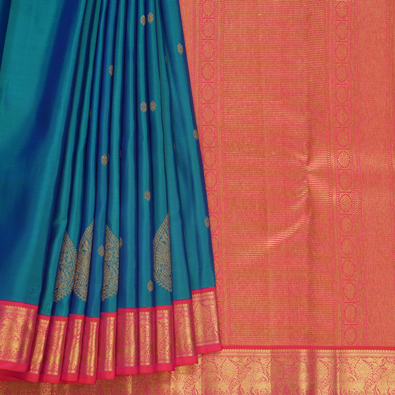 Hayagrivas Handloom Mayilkazhuthu Kanjivaram Silk Saree with Pink Border SSCBF105G11-17