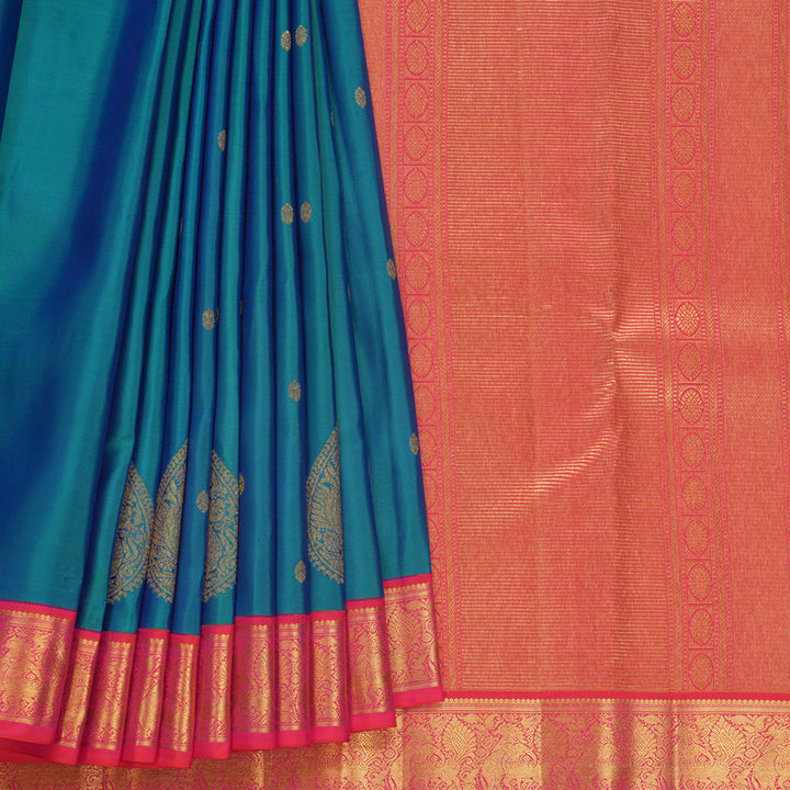 Hayagrivas Handloom Mayilkazhuthu Kanjivaram Silk Saree with Pink Border SSCBF105G11-17