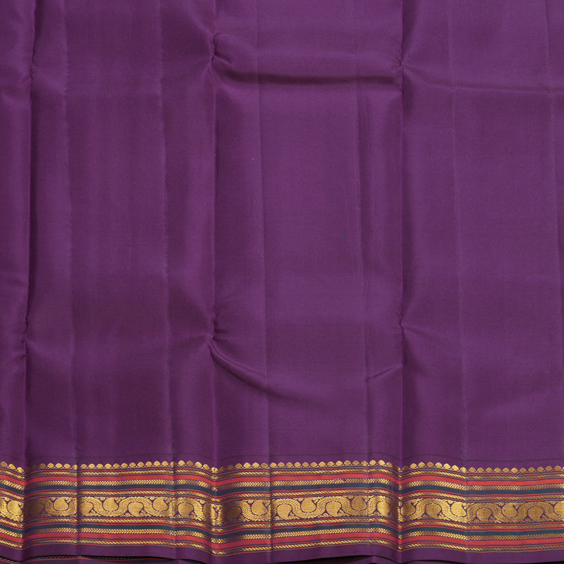 Hayagrivas Handloom Yellow Kanjivaram Silk Saree with Purple Border SSCBF105G13-2