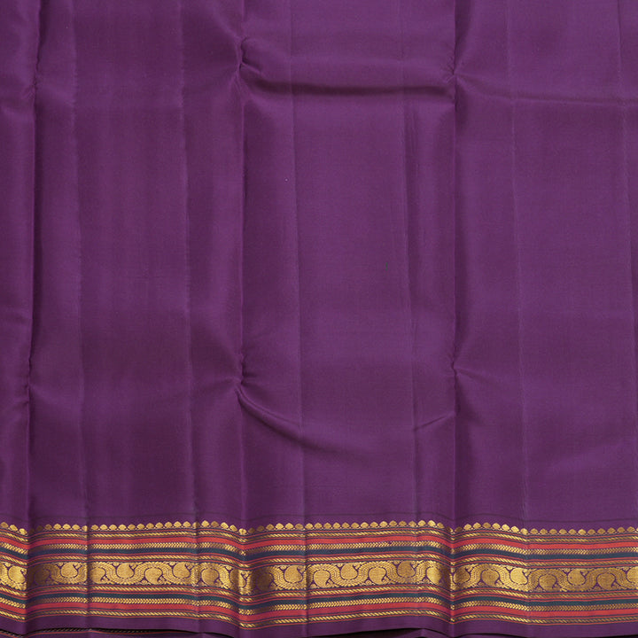Hayagrivas Handloom Yellow Kanjivaram Silk Saree with Purple Border SSCBF105G13-2