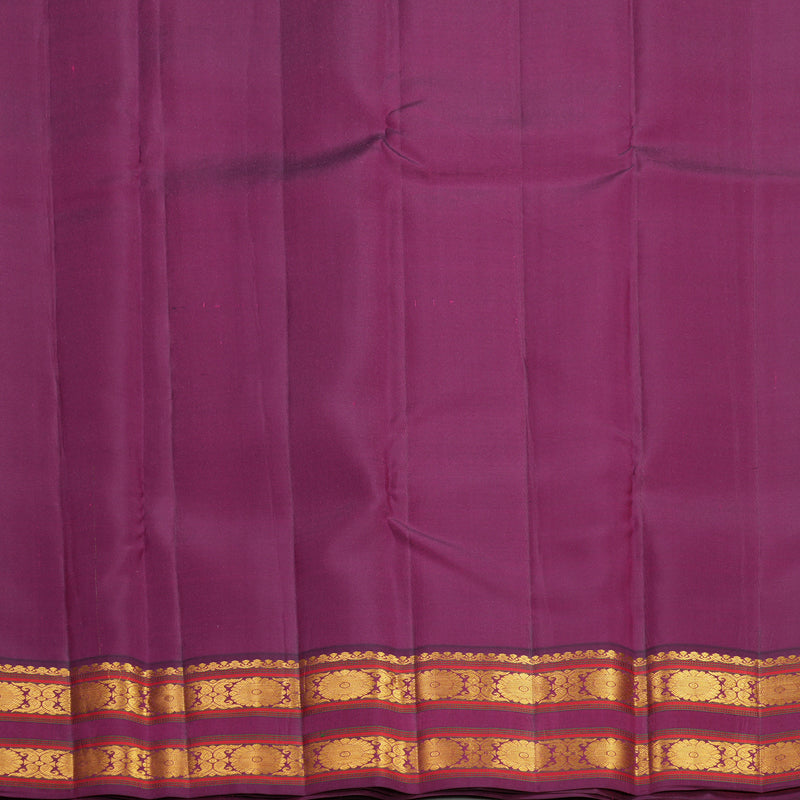 Hayagrivas Handloom Yellow Kanjivaram Silk Saree with Purple Border SSCBF105G7-5