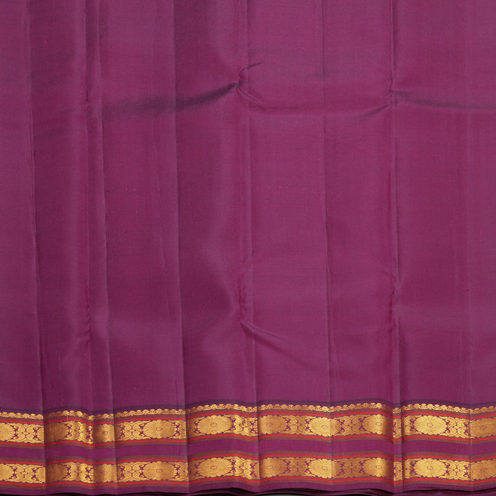 Hayagrivas Handloom Yellow Kanjivaram Silk Saree with Purple Border SSCBF105G7-5
