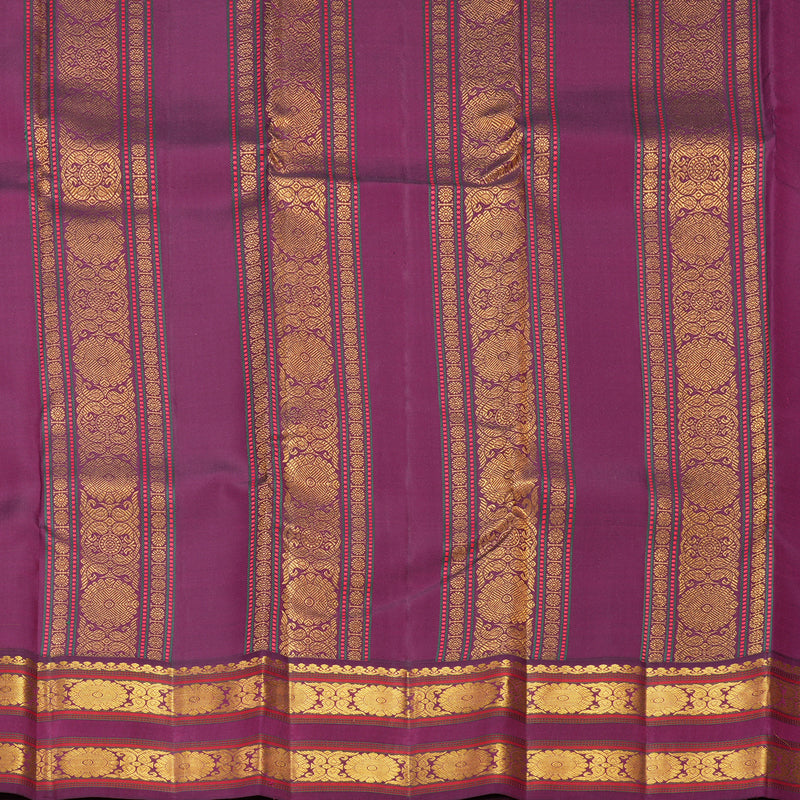 Hayagrivas Handloom Yellow Kanjivaram Silk Saree with Purple Border SSCBF105G7-5