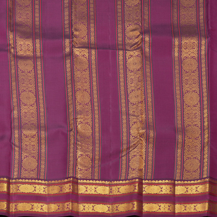 Hayagrivas Handloom Yellow Kanjivaram Silk Saree with Purple Border SSCBF105G7-5