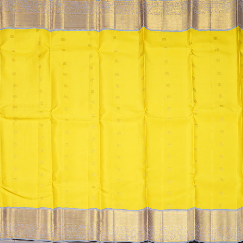 Hayagrivas Handloom Lemon Yellow Kanjivaram Silk Saree with Grey Border SSCBF105C8-14