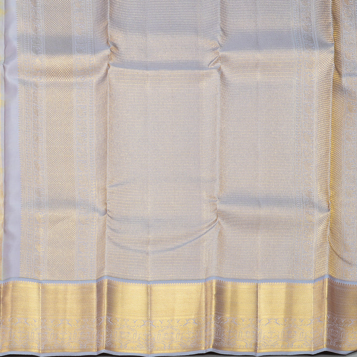 Hayagrivas Handloom Lemon Yellow Kanjivaram Silk Saree with Grey Border SSCBF105C8-14
