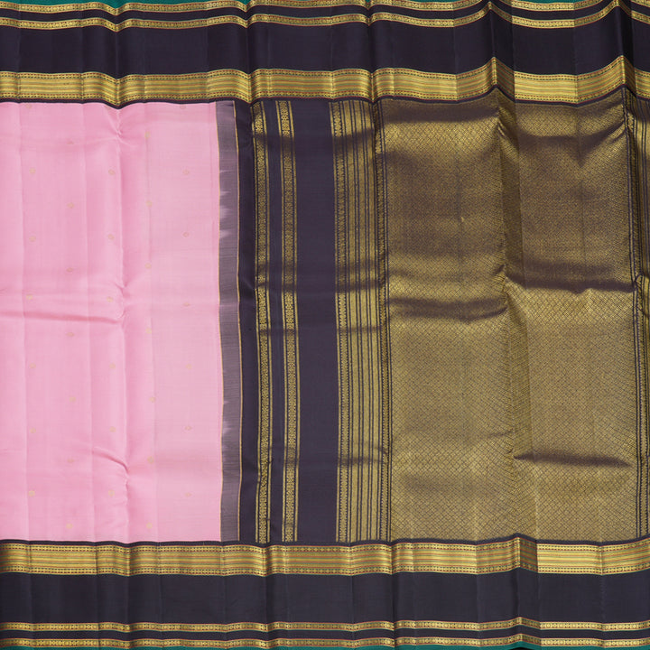 Hayagrivas Handloom Rose Pink Kanjivaram Silk Saree with Deep Nagapazham Border SSCBF108G1-1