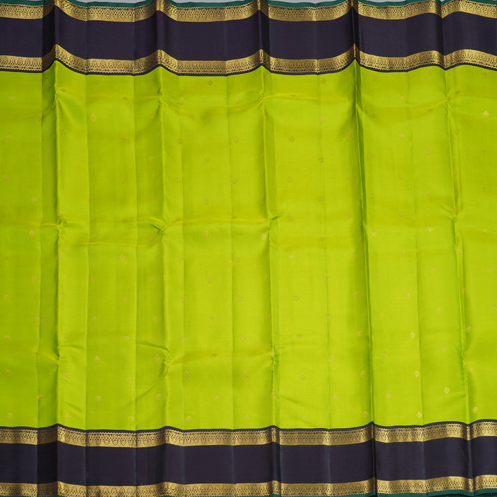 Hayagrivas Handloom Parrot Green Kanjivaram Silk Saree with Deep Nagapazham Border SSCBF108G1-10