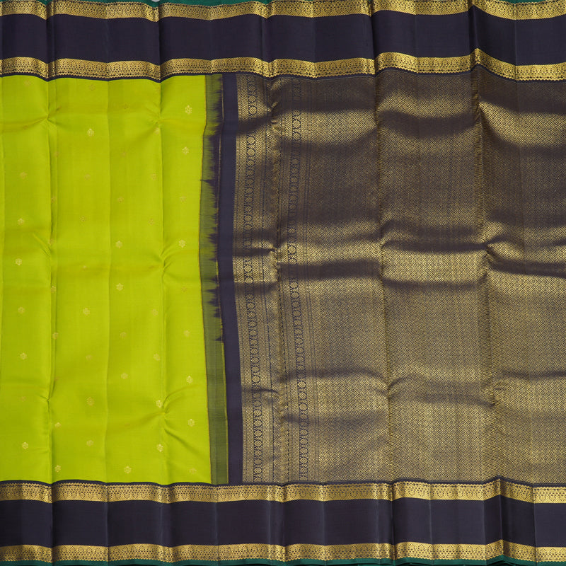 Hayagrivas Handloom Parrot Green Kanjivaram Silk Saree with Deep Nagapazham Border SSCBF108G1-10