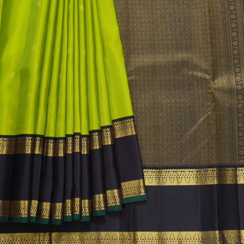 Hayagrivas Handloom Parrot Green Kanjivaram Silk Saree with Deep Nagapazham Border SSCBF108G1-10