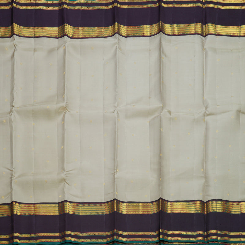 Hayagrivas Handloom Beige Kanjivaram Silk Saree with Deep Jamun Border SSCBF108G1-3