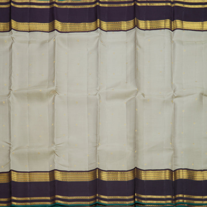Hayagrivas Handloom Beige Kanjivaram Silk Saree with Deep Jamun Border SSCBF108G1-3