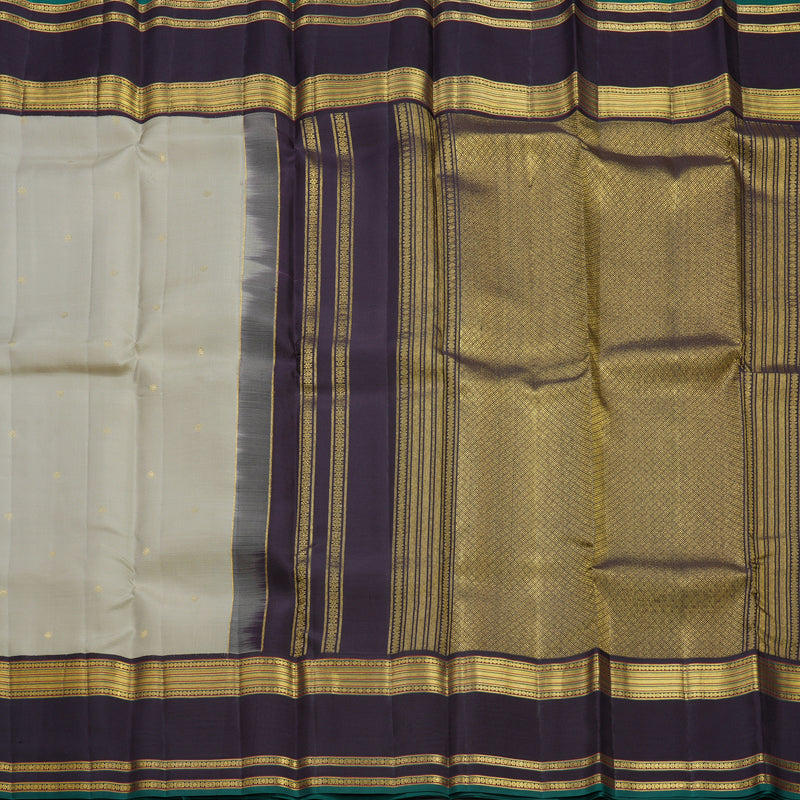 Hayagrivas Handloom Beige Kanjivaram Silk Saree with Deep Jamun Border SSCBF108G1-3