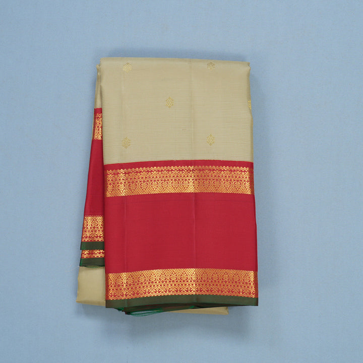 Hayagrivas Handloom Sandal Kanjivaram Silk Saree with Red Border SSCBF108G1-5