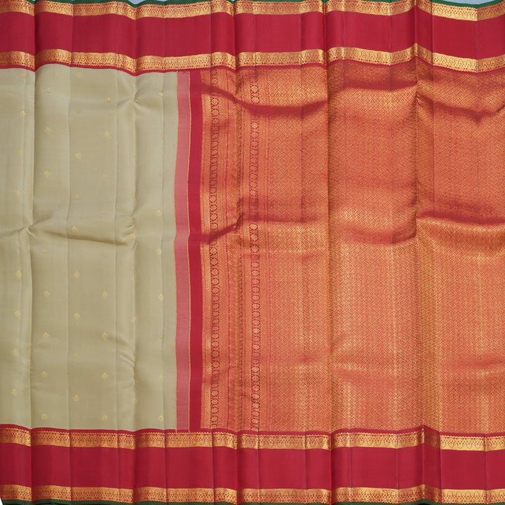 Hayagrivas Handloom Sandal Kanjivaram Silk Saree with Red Border SSCBF108G1-5