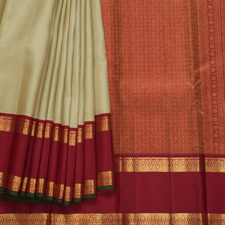 Hayagrivas Handloom Sandal Kanjivaram Silk Saree with Red Border SSCBF108G1-5