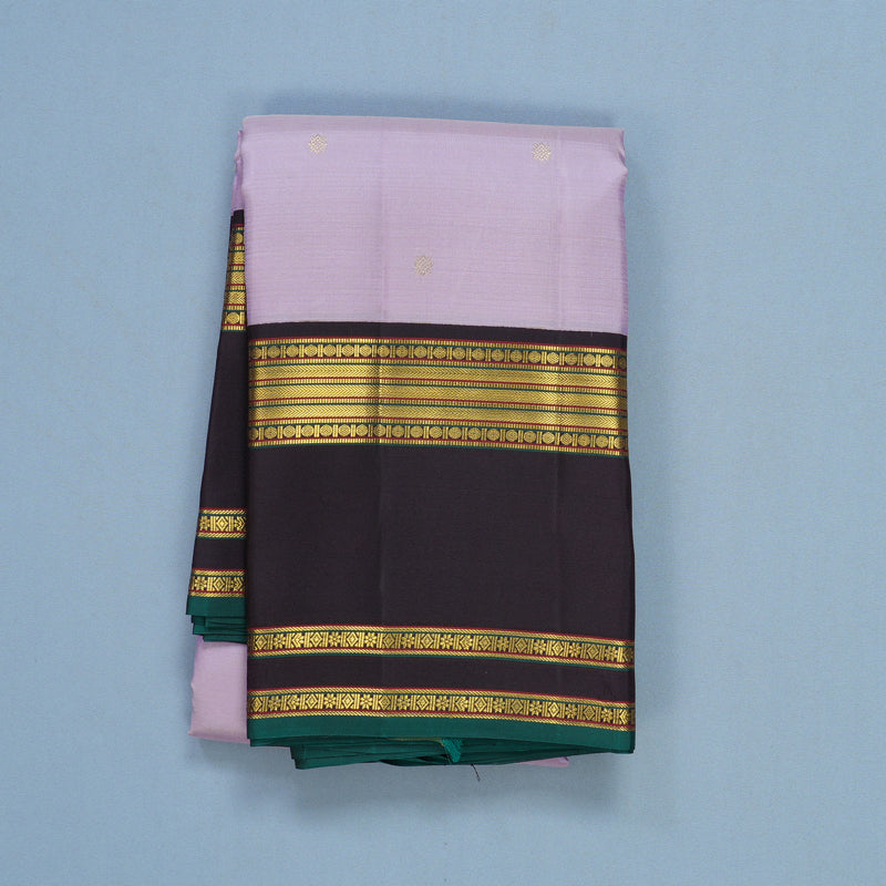 Hayagrivas Handloom Lavender Kanjivaram Silk Saree with Deep Jamun Border SSCBF108G1-6