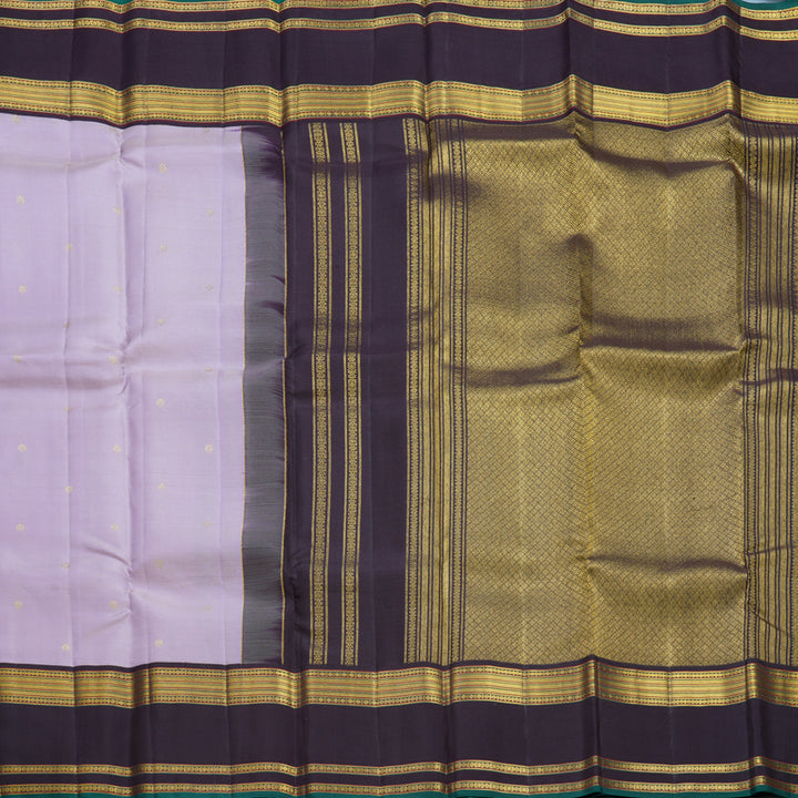 Hayagrivas Handloom Lavender Kanjivaram Silk Saree with Deep Jamun Border SSCBF108G1-6