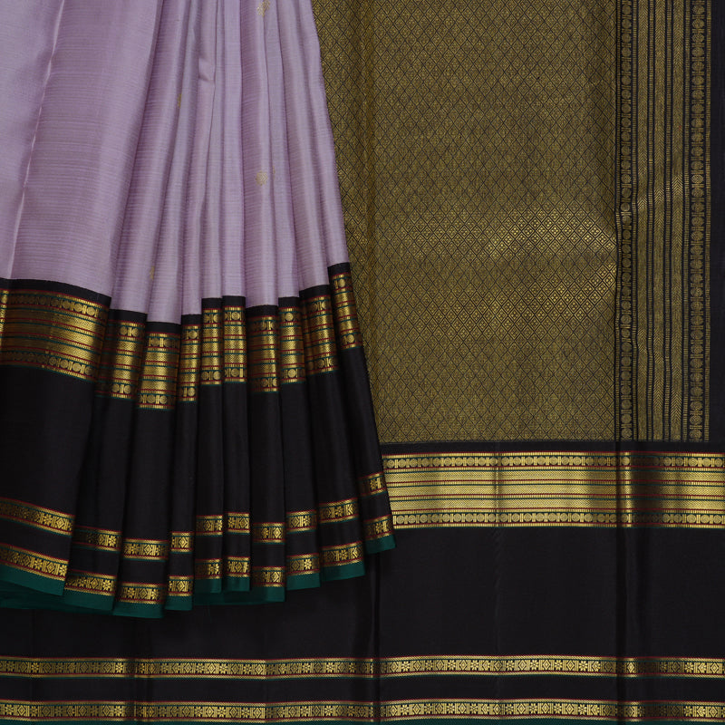 Hayagrivas Handloom Lavender Kanjivaram Silk Saree with Deep Jamun Border SSCBF108G1-6