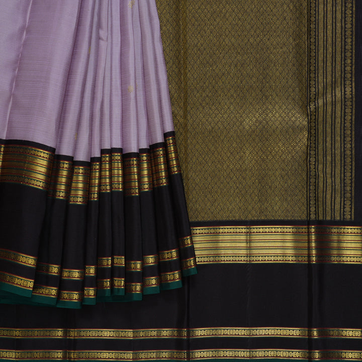 Hayagrivas Handloom Lavender Kanjivaram Silk Saree with Deep Jamun Border SSCBF108G1-6