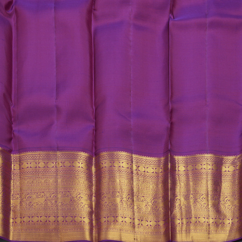 Hayagrivas Handloom Orange Kanjivaram Silk Saree with Purple Border SSCBF108G10-1