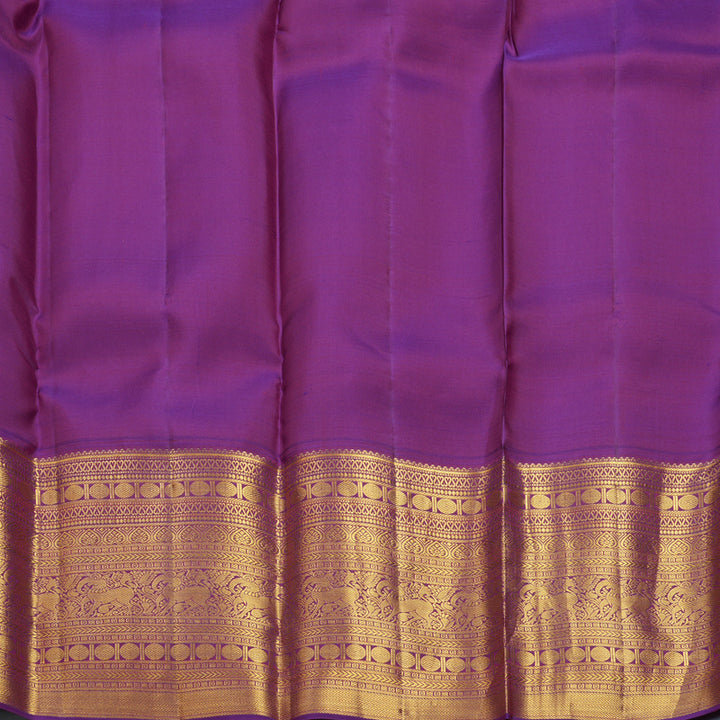 Hayagrivas Handloom Orange Kanjivaram Silk Saree with Purple Border SSCBF108G10-1