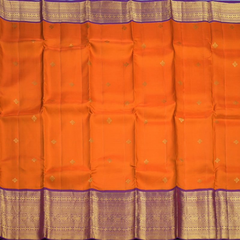 Hayagrivas Handloom Orange Kanjivaram Silk Saree with Purple Border SSCBF108G10-1