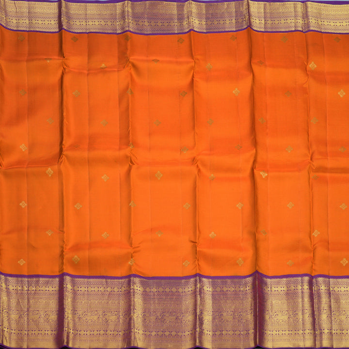 Hayagrivas Handloom Orange Kanjivaram Silk Saree with Purple Border SSCBF108G10-1