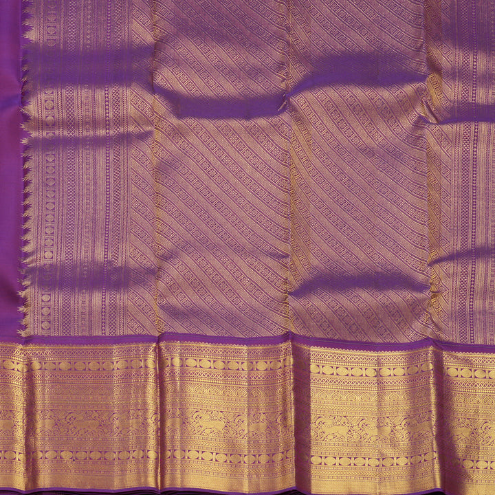 Hayagrivas Handloom Orange Kanjivaram Silk Saree with Purple Border SSCBF108G10-1