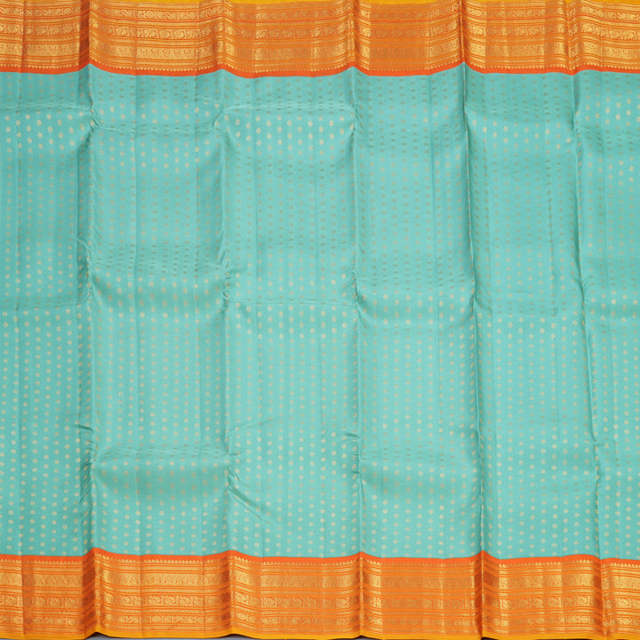 Hayagrivas Handloom Powder Blue Kanjivaram Silk Saree with Orange Border SSCBF108G12-5