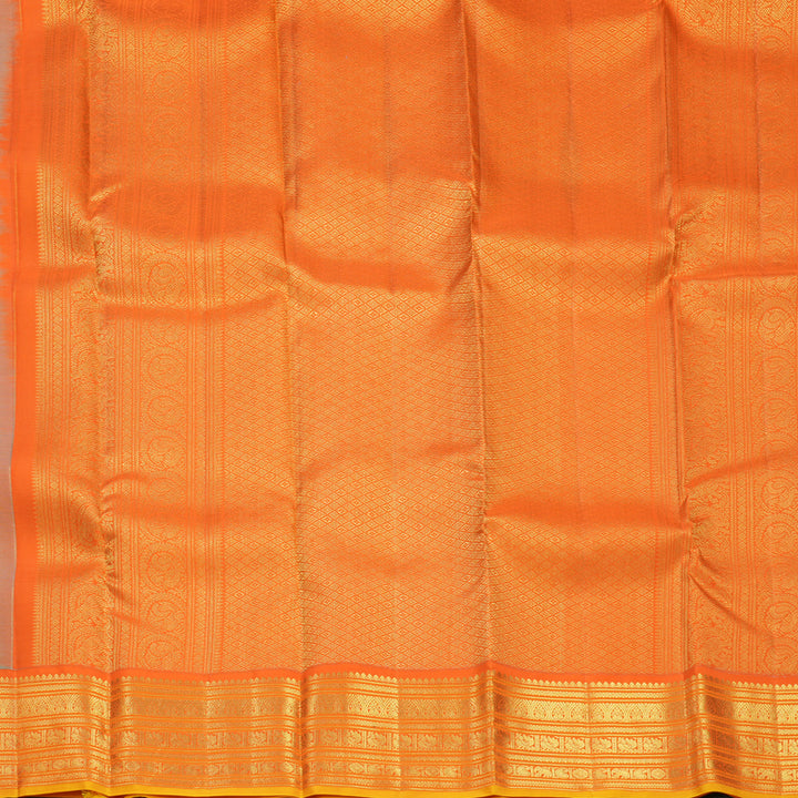 Hayagrivas Handloom Powder Blue Kanjivaram Silk Saree with Orange Border SSCBF108G12-5