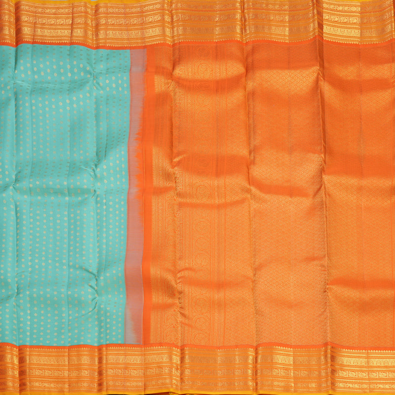 Hayagrivas Handloom Powder Blue Kanjivaram Silk Saree with Orange Border SSCBF108G12-5