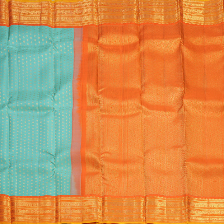 Hayagrivas Handloom Powder Blue Kanjivaram Silk Saree with Orange Border SSCBF108G12-5