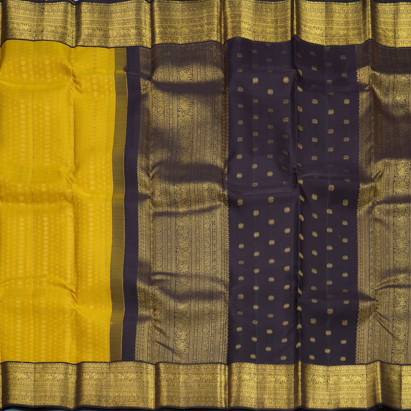 Hayagrivas Handloom Golden Yellow Kanjivaram Silk Saree with Deep Nagapazham Border SSCBF108G13-1