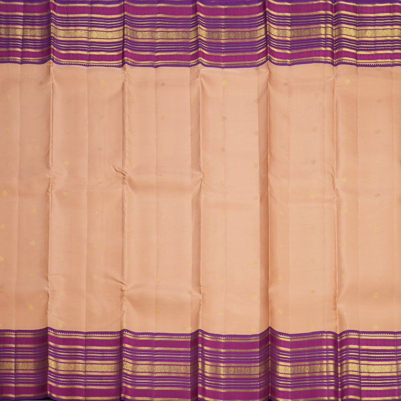 Hayagrivas Handloom Mild Peach Kanjivaram Silk Saree with Purple Border SSCBF108G14-1