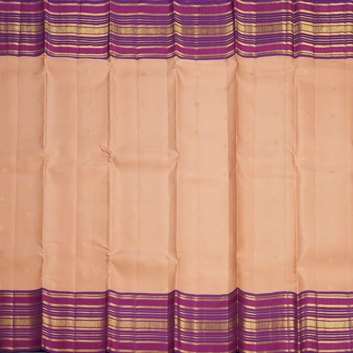 Hayagrivas Handloom Mild Peach Kanjivaram Silk Saree with Purple Border SSCBF108G14-1