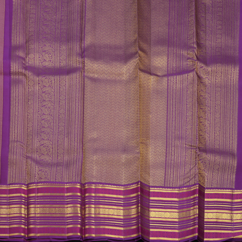 Hayagrivas Handloom Mild Peach Kanjivaram Silk Saree with Purple Border SSCBF108G14-1