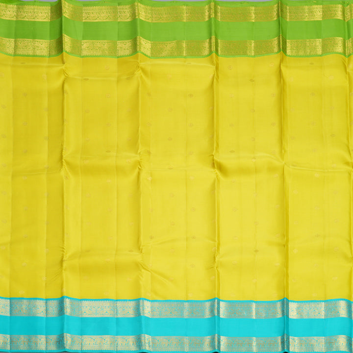 Hayagrivas Handloom Lemon Yellow Kanjivaram Silk Saree with Ganga Jamuna Border SSCBF108G15-3