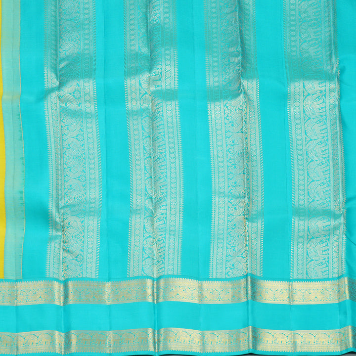 Hayagrivas Handloom Lemon Yellow Kanjivaram Silk Saree with Ganga Jamuna Border SSCBF108G15-3