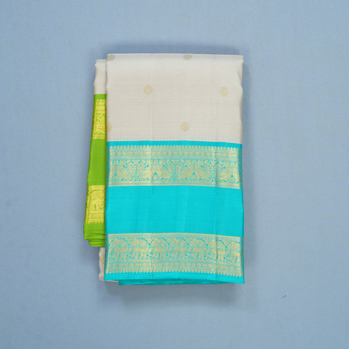 Hayagrivas Handloom Beige Kanjivaram Silk Saree with Ganga Jamuna Border SSCBF108G15-4
