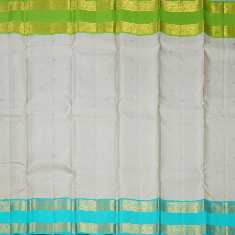 Hayagrivas Handloom Beige Kanjivaram Silk Saree with Ganga Jamuna Border SSCBF108G15-4