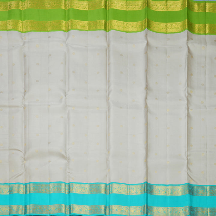 Hayagrivas Handloom Beige Kanjivaram Silk Saree with Ganga Jamuna Border SSCBF108G15-4