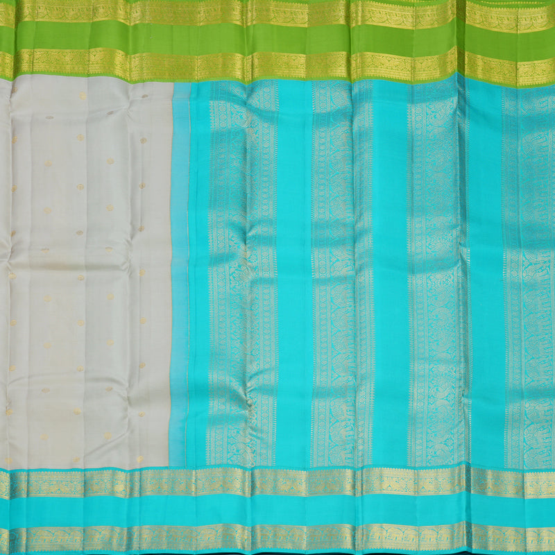 Hayagrivas Handloom Beige Kanjivaram Silk Saree with Ganga Jamuna Border SSCBF108G15-4