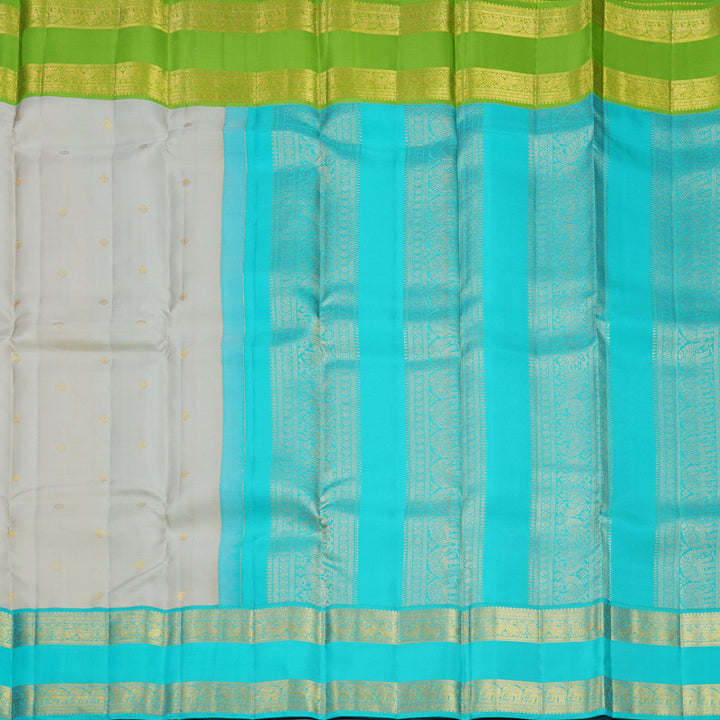 Hayagrivas Handloom Beige Kanjivaram Silk Saree with Ganga Jamuna Border SSCBF108G15-4